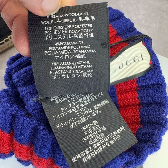 Authentic GUCCI Web Knot Knit Wool Twist Red & Blue Headband - Picture 11 of 14
